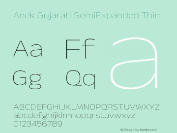 Anek Gujarati SemiExpanded Thin Version 1.003图片样张