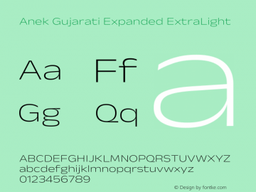 Anek Gujarati Expanded ExtraLight Version 1.003图片样张