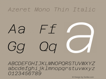 Azeret Mono Thin Italic Version 1.002图片样张