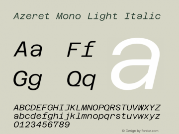 Azeret Mono Light Italic Version 1.002图片样张