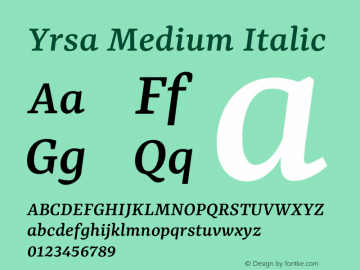 Yrsa Medium Italic Version 2.004图片样张