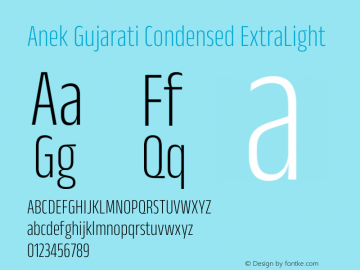 Anek Gujarati Condensed ExtraLight Version 1.003图片样张