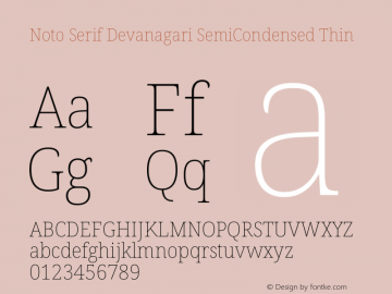 Noto Serif Devanagari SemiCondensed Thin Version 2.004图片样张