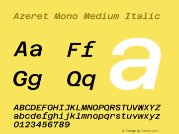 Azeret Mono Medium Italic Version 1.002图片样张