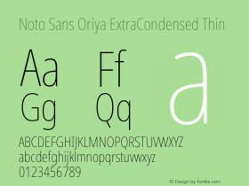 Noto Sans Oriya ExtraCondensed Thin Version 2.003图片样张