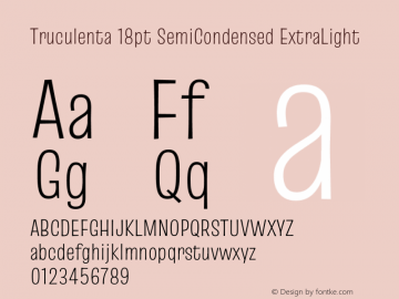 Truculenta 18pt SemiCondensed ExtraLight Version 1.002图片样张