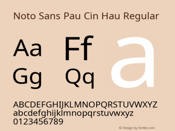 Noto Sans Pau Cin Hau Regular Version 2.002; ttfautohint (v1.8.4.7-5d5b)图片样张