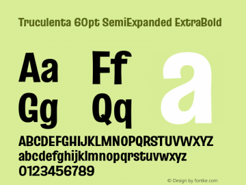 Truculenta 60pt SemiExpanded ExtraBold Version 1.002图片样张