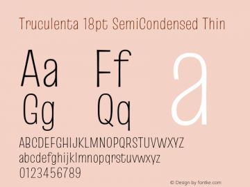 Truculenta 18pt SemiCondensed Thin Version 1.002图片样张