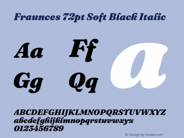 Fraunces 72pt Soft Black Italic Version 1.000;[b76b70a41]图片样张