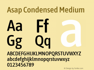 Asap Condensed Medium Version 3.001; ttfautohint (v1.8.4.7-5d5b)图片样张