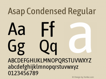 Asap Condensed Regular Version 3.001; ttfautohint (v1.8.4.7-5d5b)图片样张