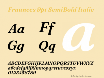 Fraunces 9pt SemiBold Italic Version 1.000;[b76b70a41]图片样张