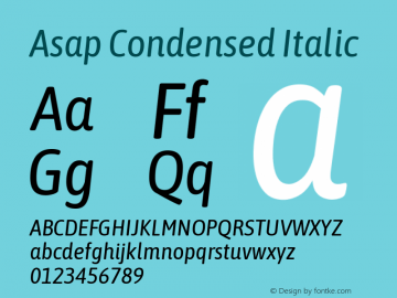 Asap Condensed Italic Version 3.001; ttfautohint (v1.8.4.7-5d5b)图片样张