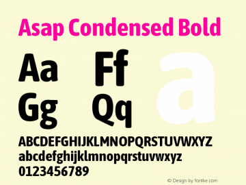 Asap Condensed Bold Version 3.001; ttfautohint (v1.8.4.7-5d5b)图片样张