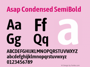 Asap Condensed SemiBold Version 3.001; ttfautohint (v1.8.4.7-5d5b)图片样张