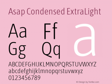 Asap Condensed ExtraLight Version 3.001; ttfautohint (v1.8.4.7-5d5b)图片样张