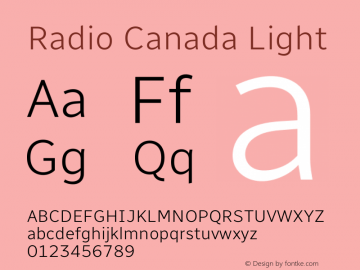 Radio Canada Light Version 2.104;gftools[0.9.28.dev5+ged2979d]图片样张