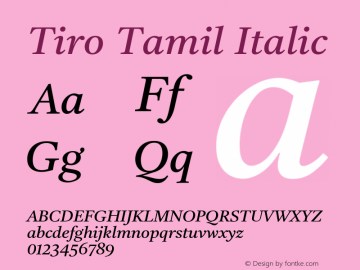 Tiro Tamil Italic Version 1.52图片样张