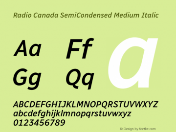 Radio Canada SemiCondensed Medium Italic Version 2.104;gftools[0.9.28.dev5+ged2979d]图片样张