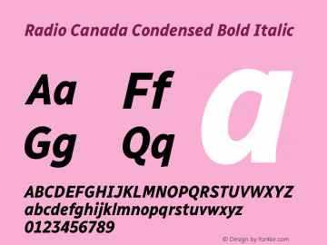 Radio Canada Condensed Bold Italic Version 2.104;gftools[0.9.28.dev5+ged2979d]图片样张