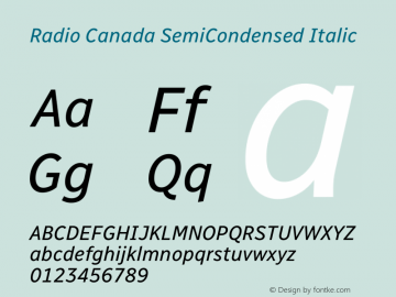 Radio Canada SemiCondensed Italic Version 2.104;gftools[0.9.28.dev5+ged2979d]图片样张