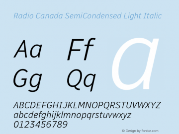 Radio Canada SemiCondensed Light Italic Version 2.104;gftools[0.9.28.dev5+ged2979d]图片样张