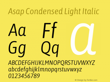 Asap Condensed Light Italic Version 3.001图片样张