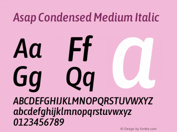 Asap Condensed Medium Italic Version 3.001图片样张