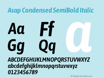 Asap Condensed SemiBold Italic Version 3.001图片样张