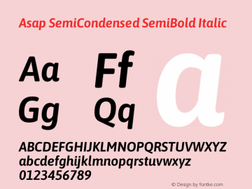 Asap SemiCondensed SemiBold Italic Version 3.001图片样张