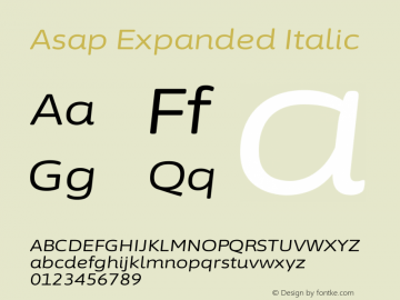 Asap Expanded Italic Version 3.001图片样张