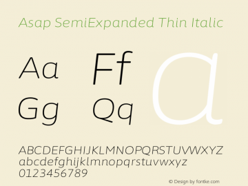 Asap SemiExpanded Thin Italic Version 3.001图片样张