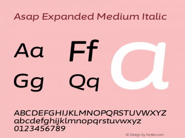 Asap Expanded Medium Italic Version 3.001图片样张