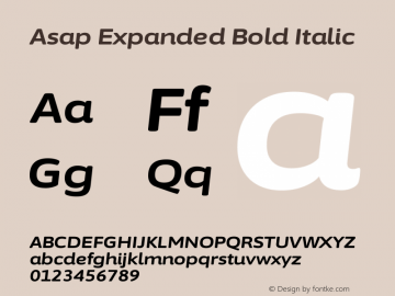 Asap Expanded Bold Italic Version 3.001图片样张