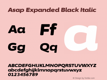 Asap Expanded Black Italic Version 3.001图片样张