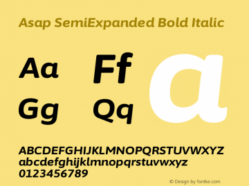 Asap SemiExpanded Bold Italic Version 3.001图片样张