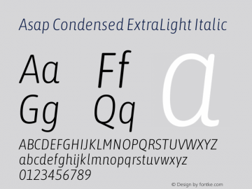 Asap Condensed ExtraLight Italic Version 3.001图片样张