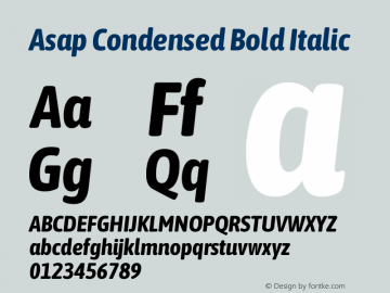 Asap Condensed Bold Italic Version 3.001图片样张