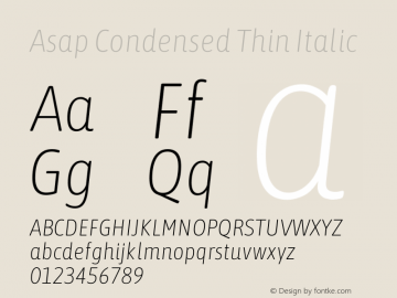 Asap Condensed Thin Italic Version 3.001图片样张