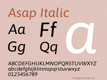 Asap Italic Version 3.001图片样张