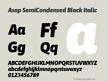 Asap SemiCondensed Black Italic Version 3.001图片样张