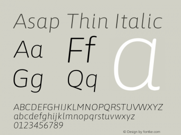 Asap Thin Italic Version 3.001图片样张
