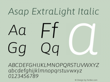 Asap ExtraLight Italic Version 3.001图片样张