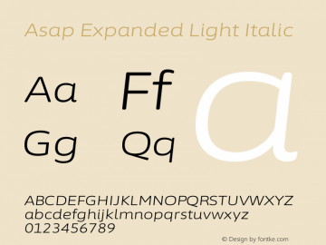 Asap Expanded Light Italic Version 3.001图片样张