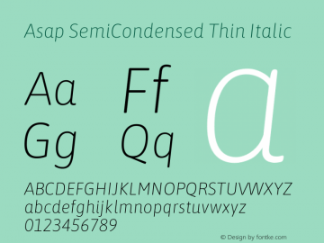 Asap SemiCondensed Thin Italic Version 3.001图片样张