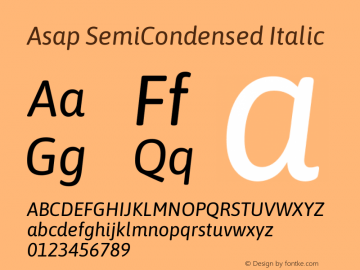 Asap SemiCondensed Italic Version 3.001图片样张