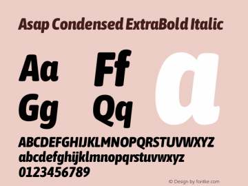 Asap Condensed ExtraBold Italic Version 3.001图片样张