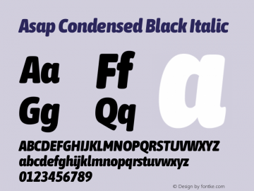 Asap Condensed Black Italic Version 3.001图片样张