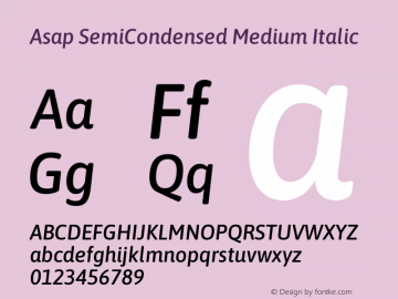 Asap SemiCondensed Medium Italic Version 3.001图片样张